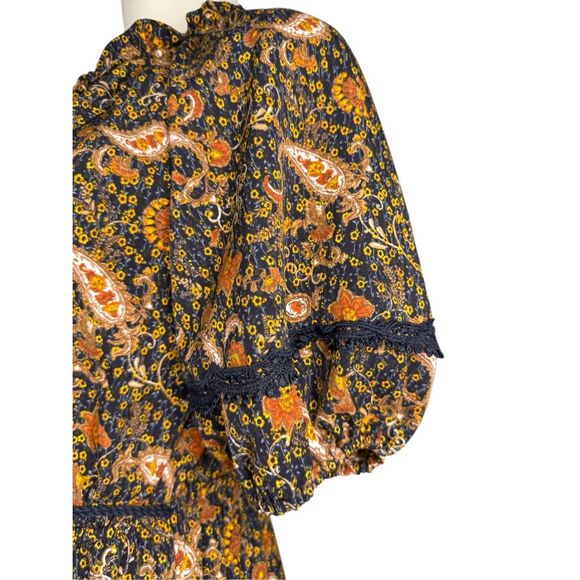 SOLD🚫 Anthropologie By the River Women’s Small Floral Puff Sleeve Midi Dress - Picture 10 of 13